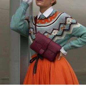 J. CREW Zigzag Fair Isle Sweater, XS, aqua warm ivory